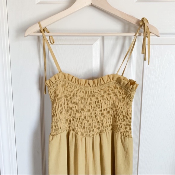 she + sky yellow smocked strapless wide leg jumpsuit - Picture 5 of 5
